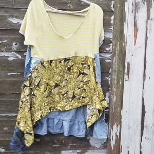 Boho Patchwork Tunic Upcycled Sweater Handmade